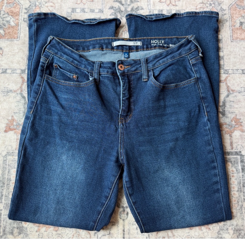 !iT. Jeans Holly High Rise Curvy Bootcut Jeans Blue Denim Size 10